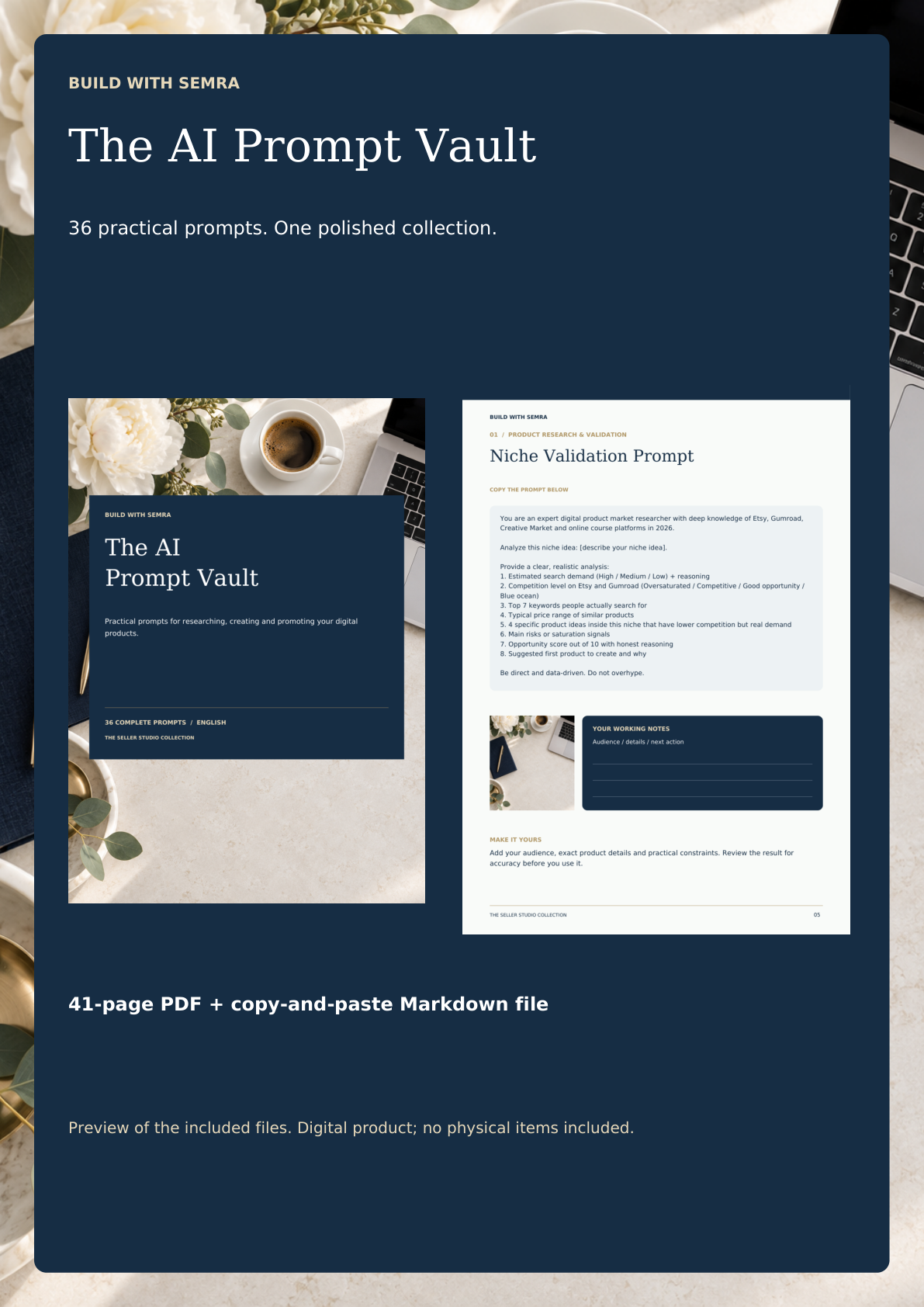 The AI Prompt Vault – 36 Prompts for Digital Product Sellers