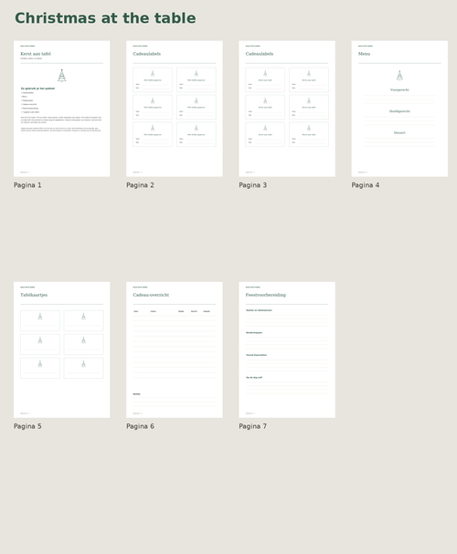 Christmas Table Print Kit — Nederlands, English, Français & Türkçe