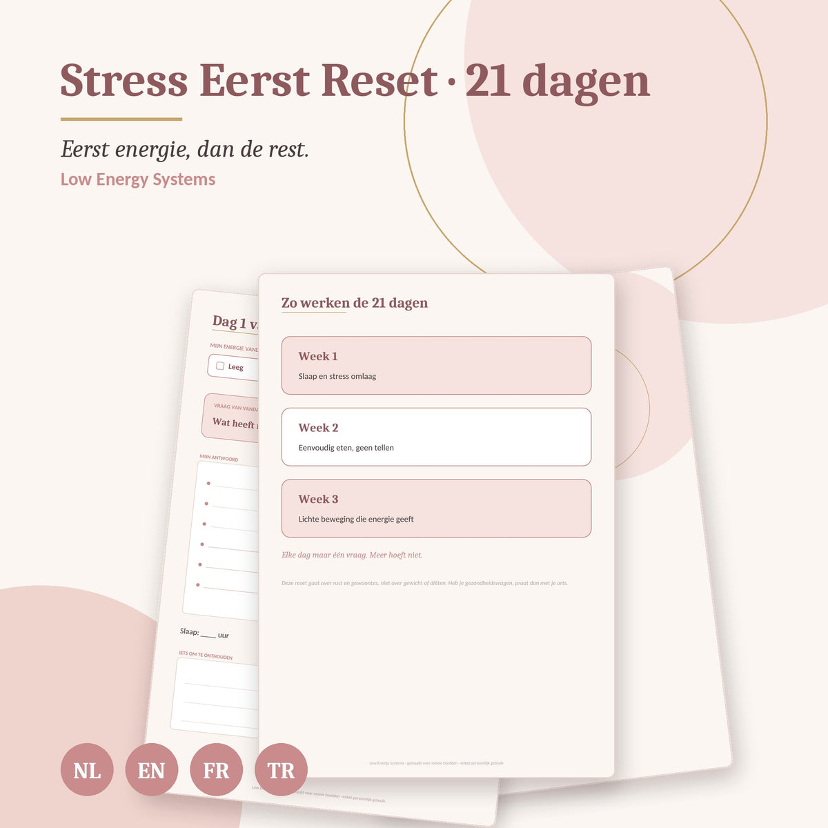 Stress Eerst Reset (21 dagen) — Nederlands, English, Français & Türkçe