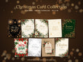 Printable Christmas Card Set, 9 Gold and Green Designs, New Year 2027, 5x7 and A6