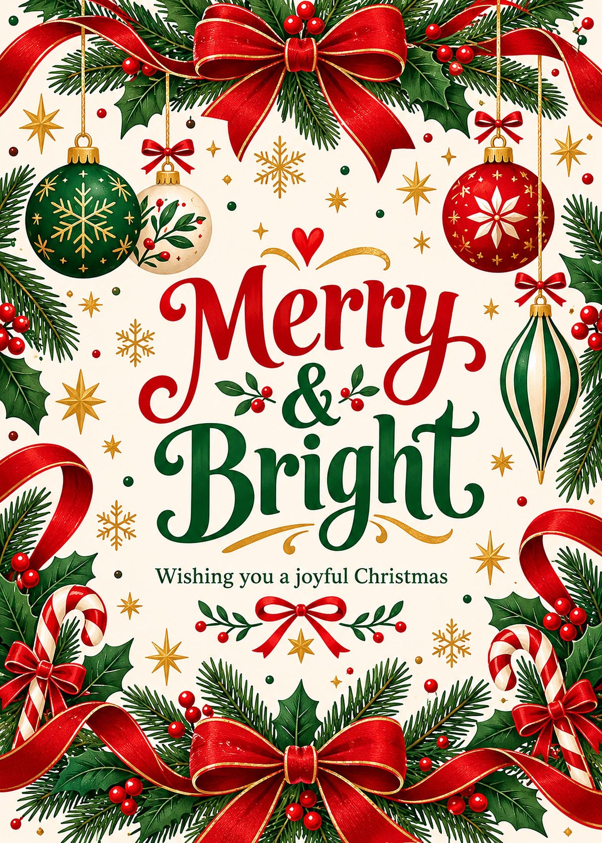 Printable Christmas Card Set, 9 Gold and Green Designs, New Year 2027, 5x7 and A6