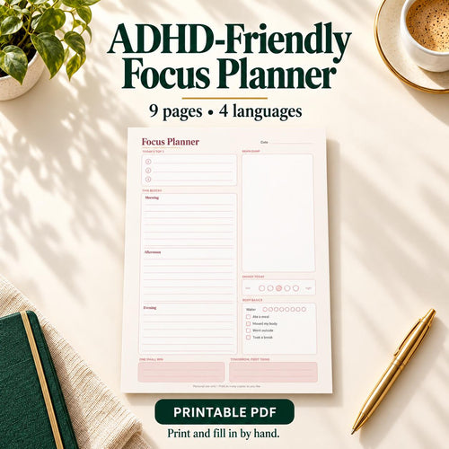 ADHD Friendly Planner Printable, Daily and Weekly Pages with Habit Tracker, Undated PDF – 1