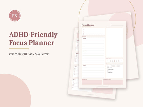 ADHD Friendly Planner Printable, Daily and Weekly Pages with Habit Tracker, Undated PDF – 2