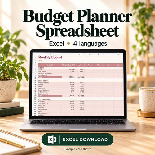 Budget Planner Spreadsheet, Monthly and Yearly Tracker, Savings Goals, Excel and Google Sheets – 1
