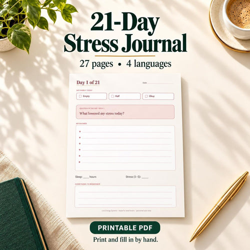 21 Day Stress Reset Journal Printable, Sleep and Daily Habits Tracker, PDF – 1