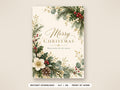 Printable Christmas Card, Hellebore Flowers and Pine Cones, 5x7 and A6, JPG and PDF