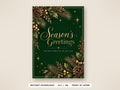 Printable Season’s Greetings Card, Dark Green and Gold Pine Cones, 5x7 and A6
